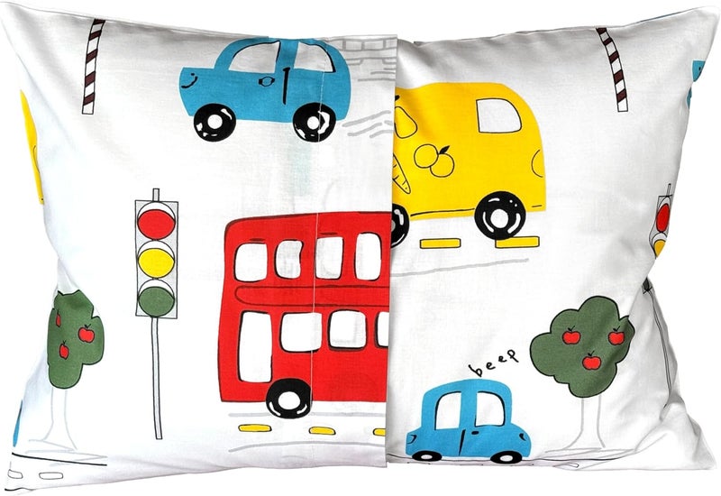 Comfy Turtles Cars Cotton Toddler Pillowcase 13 x 18 - Cars Kids Pillow Case, Small Travel Pillow Cases, Boys Multicolored Cars - Image 3