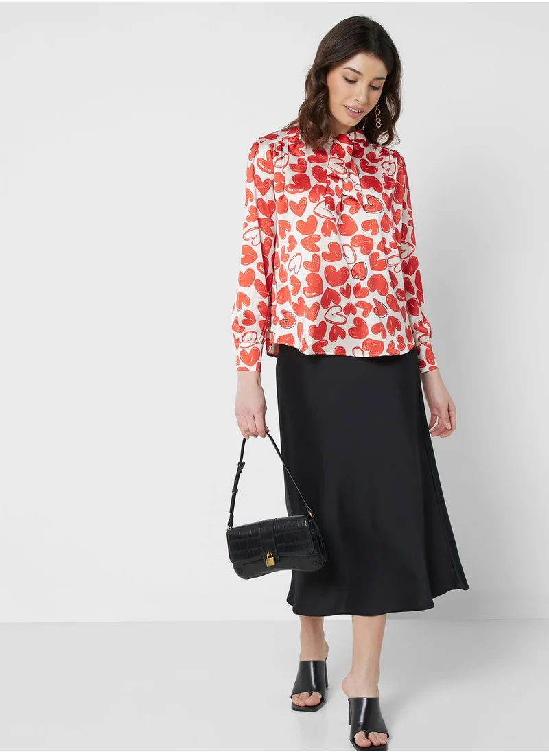 ايلا Printed Blouse With Neck Tie