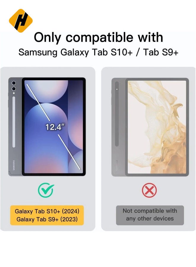 HuHa Samsung Galaxy Tab S10 Plus 12.4 Inch Case with S Pen Holder – Soft TPU Tri-Fold Stand Protective Cover, Auto Wake/Sleep, S Pen Charging Support, Black - Image 2