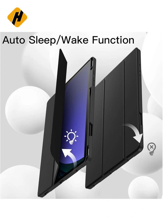 HuHa Samsung Galaxy Tab S10 Plus 12.4 Inch Case with S Pen Holder – Soft TPU Tri-Fold Stand Protective Cover, Auto Wake/Sleep, S Pen Charging Support, Black - Image 5