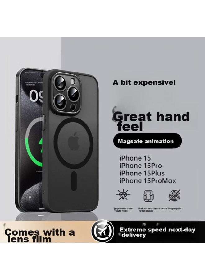 Divi Phone Case For Apple Iphone 15 Pro Max, Ultra-thin Frosted Shockproof Magnetic Wireless Charging Compatible Full Protection Case For Men And Women - Image 1