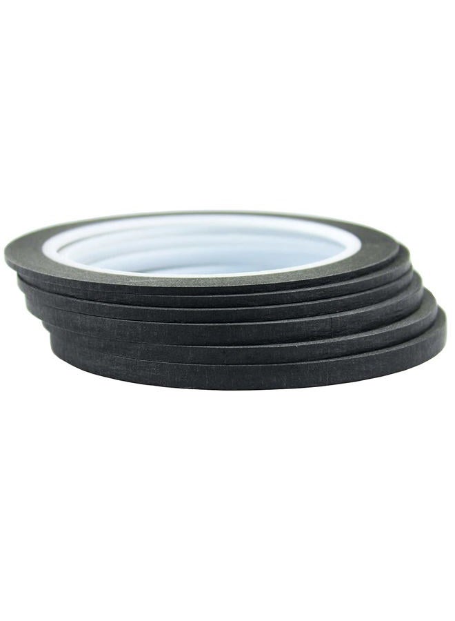 JINBING Paper Masking Tape for Painting & Drawing & DIY Nail Arts & Pattern Making D Tape 25m x 6 Rolls (Black) - Image 1