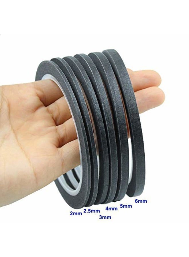 JINBING Paper Masking Tape for Painting & Drawing & DIY Nail Arts & Pattern Making D Tape 25m x 6 Rolls (Black) - Image 4