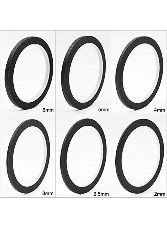 JINBING Paper Masking Tape for Painting & Drawing & DIY Nail Arts & Pattern Making D Tape 25m x 6 Rolls (Black) - Image 3