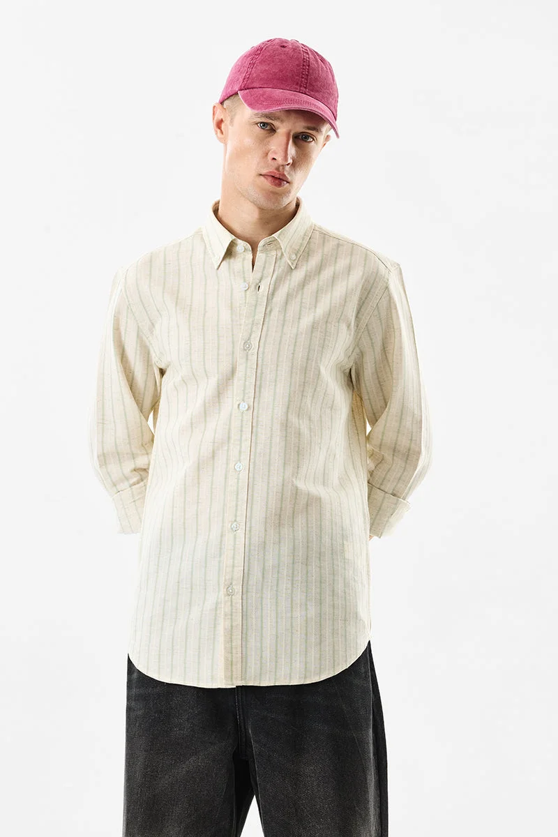 سنيتش Off-White Striped Long Sleeve Regular Fit Shirt