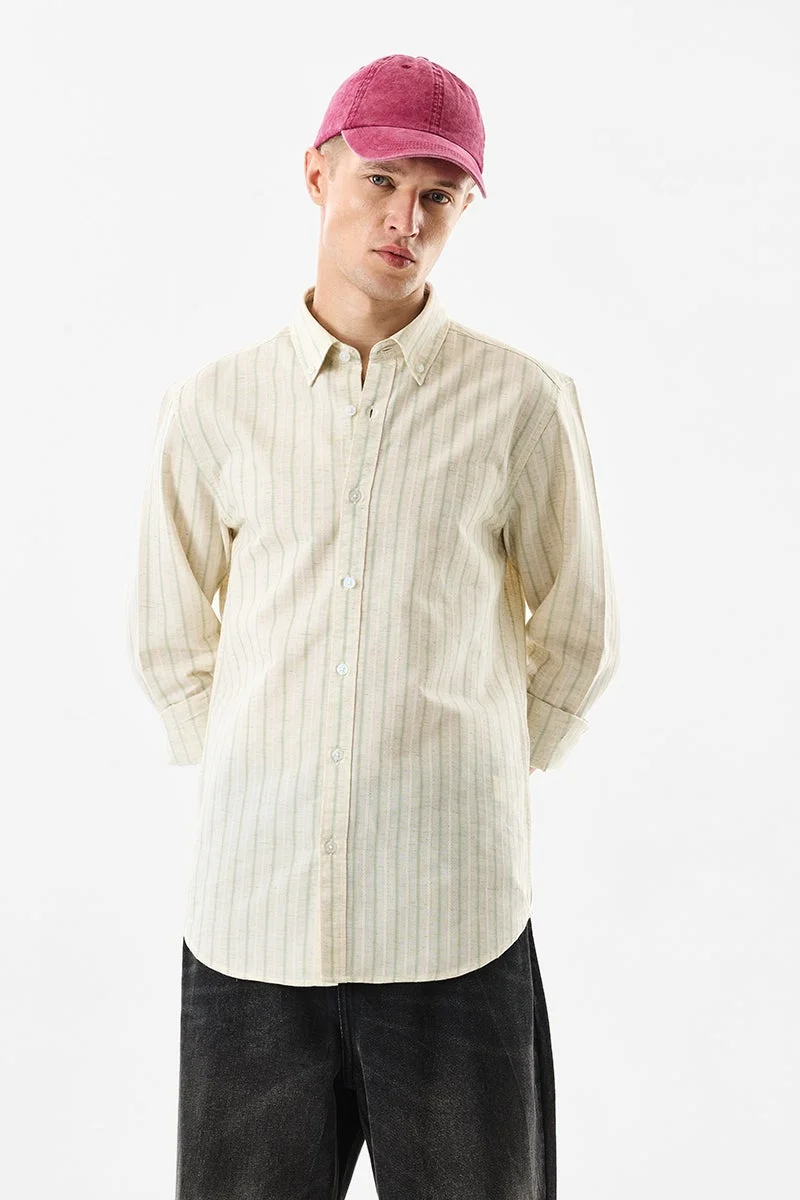 سنيتش Off-White Striped Long Sleeve Regular Fit Shirt