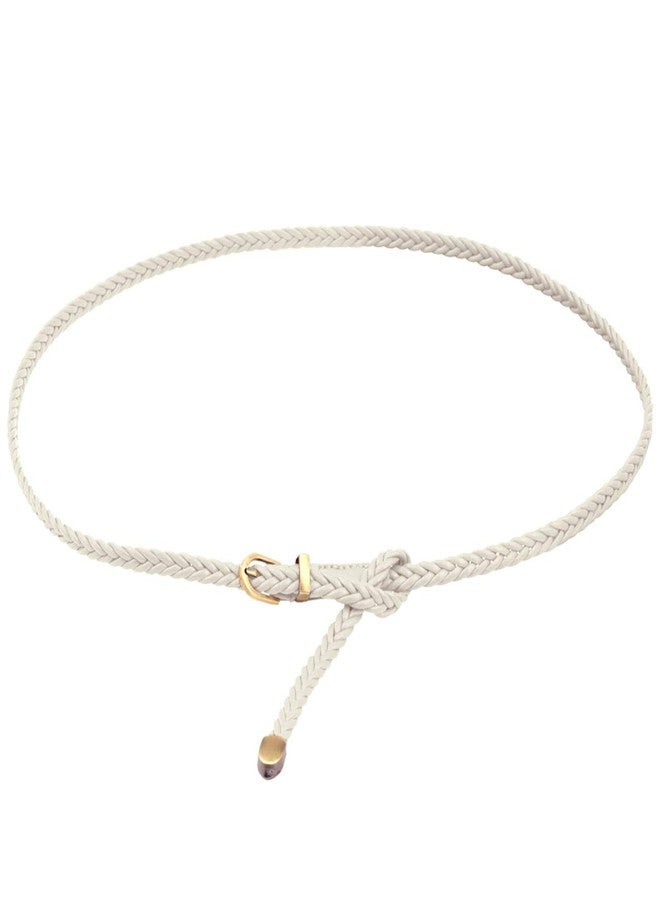 Ayliss Braided Belt Women PU Leather Waist Belt Skinny Woven Belt for Dress Jeans Valentine's Days Gift (White) - Image 1