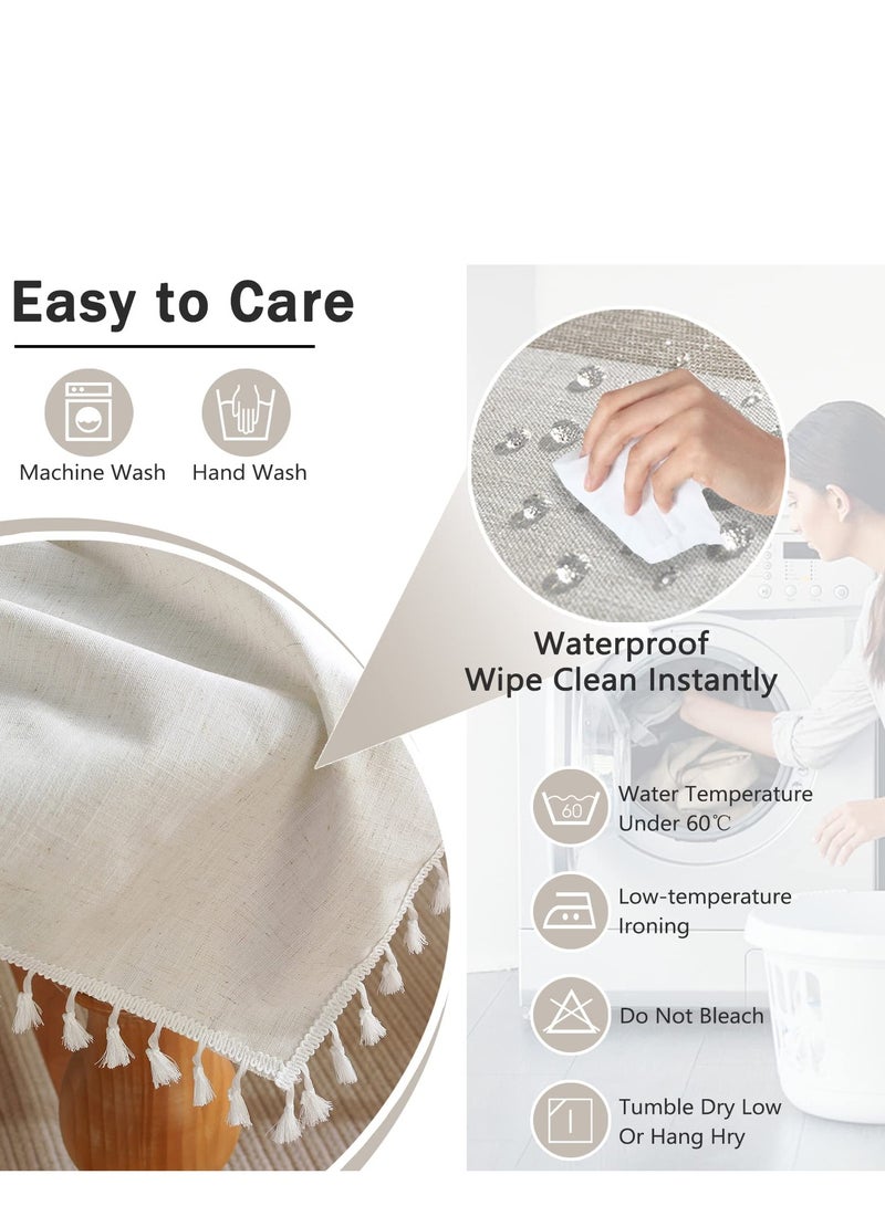 SOLARAE Tablecloths for Rectangle Tables Cotton Linen Table Cloth Waterproof Tablecloth Wrinkle Free Farmhouse Dining Table Cover Soft Fabric Table Cloths with Tassels Brown 55 X 70 cm 6 Seats - Image 4