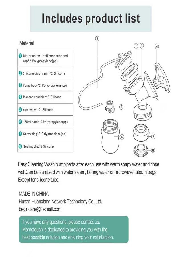 weirical Breast Pump Parts Compatible with Philips Avent Comfort Breastpump SCF332/334, Double-Side; Incl. Flange, Valve, Tube, Massage Pad, Suction Membrane,Bottle,Cap ; Not Original Avent Pump Parts. - Image 2