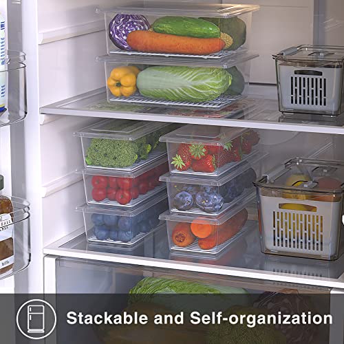 SILIVO Produce Saver Containers for Refrigerator (6 Pack) - 1.5L Fruit Storage Containers for Fridge, Vegetable Storage Containers with Drain Tray Keep Fresh for Veggie, Fruit, Lettuce and Salad - Image 4