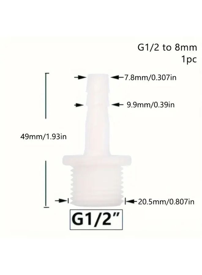 1 2 Inch Thread To 8mm Barb Hose Connector Plastic Drip Irrigation Pipe Fitting - Image 1