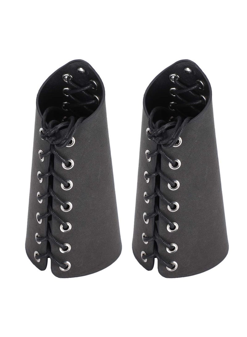 KASTWAVE Leather Arm Guards, PU Leather Adjustable Gauntlet Wristband Medieval Punk Bracer, Archery Arm Guard for Women Men Boys, 2 Pcs - Image 1