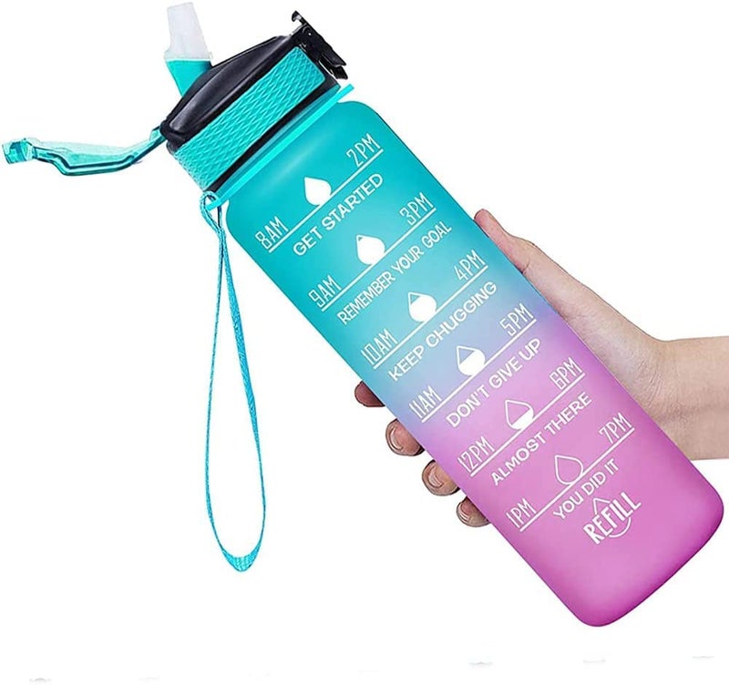 TRENDBIT Multifunctional Leakproof Fitness Sports Water bottle Motivational Water Bottle with Time Marker Straw for Gym Fitness Indoor Outdoor BPA Free 1000 ML - Image 1