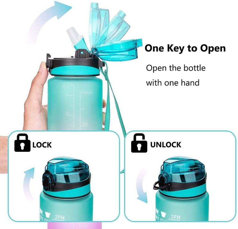 TRENDBIT Multifunctional Leakproof Fitness Sports Water bottle Motivational Water Bottle with Time Marker Straw for Gym Fitness Indoor Outdoor BPA Free 1000 ML - Image 2
