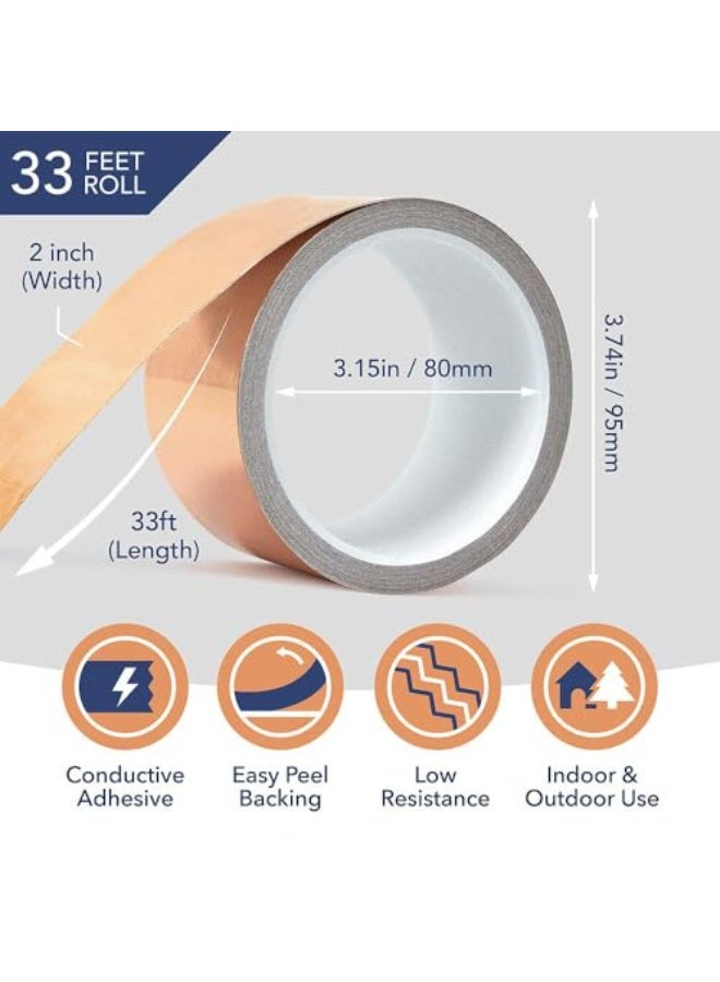 JZS Copper Foil Tape with Conductive Adhesive for Guitar and EMI Shielding, Crafts, Electrical Repairs,Grounding,3cm x 20m,Single-sided Conductivity - Image 2
