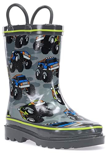 Western Chief boys Waterproof Printed Rain Boot, Monster Crusher,5-6 Toddler - Image 1