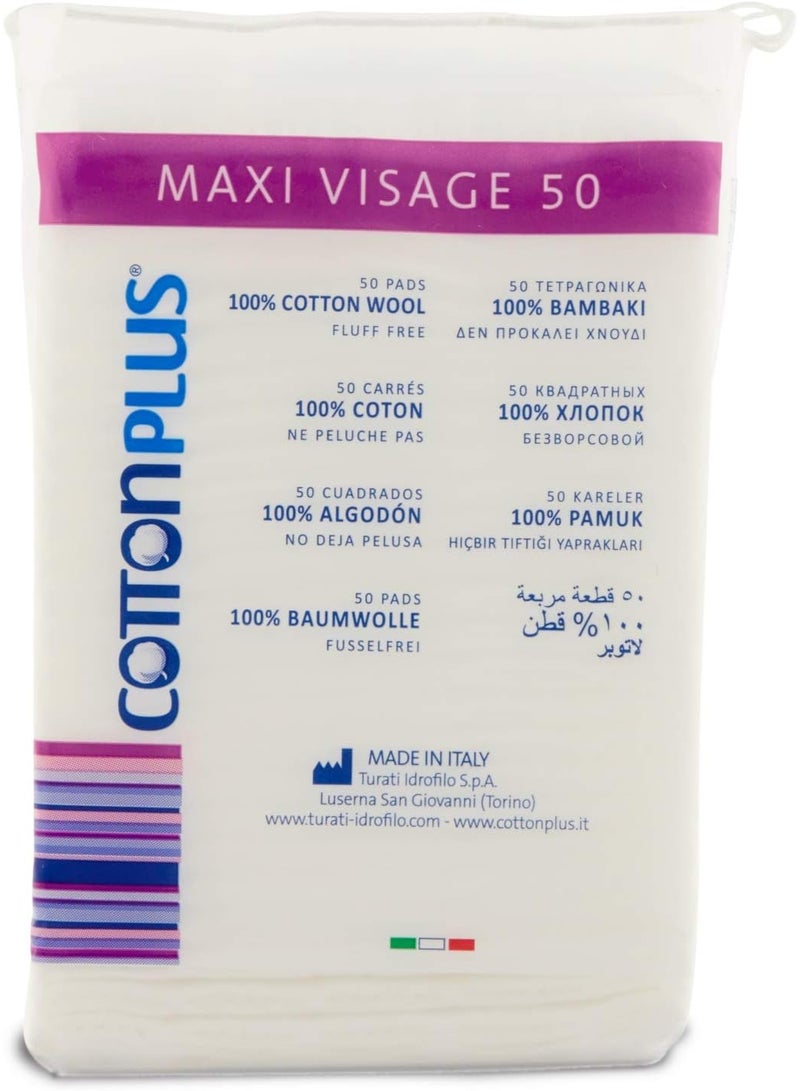 Cotton Plus وسادات مزيل المكياج القطنية بلس ماكسي فياج - 50 قطعة - 59 جرام - Image 1