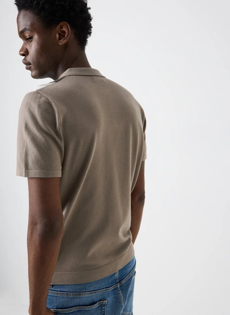 ماتلان Stone Colour Block Knitted Polo Shirt
