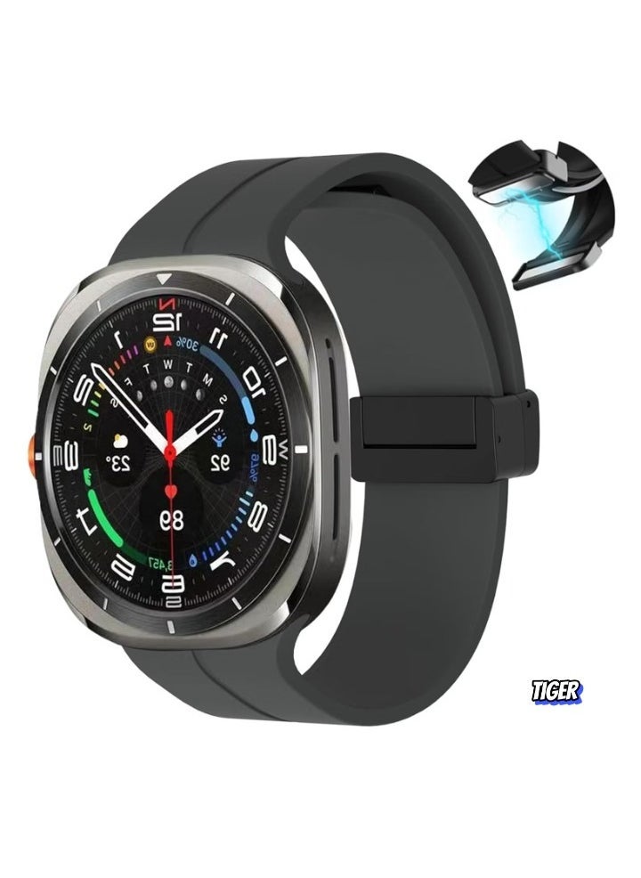 TIGER Magnetic Band Compatible with Samsung Galaxy Watch 7 Ultra 2024 – Silicone Sports Strap, D-Buckle Replacement, No Gap Design, Magnetic Closure, Stylish and Comfortable Band for Men & Women - Image 1