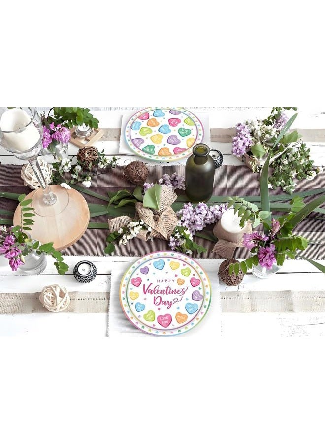 LYFREE 50 Pcs Valentines Day Paper Plates Party Supplies Colorful Conversation Heart Love Paper Plates 7 inch Disposable Cake Dessert Plates Tableware Set for Valentine's Day Anniversary Party Table Decor - Image 4