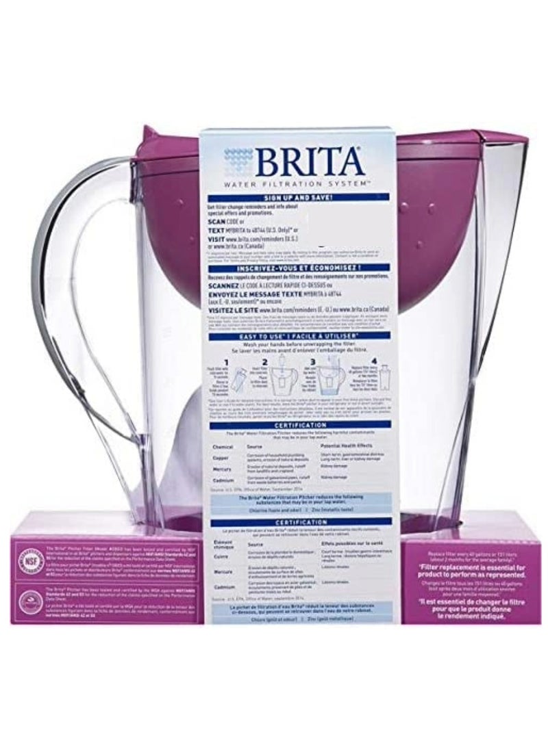 BRITA Brita Space Saver 6 Cup Pitcher with 2 Filters Purple 