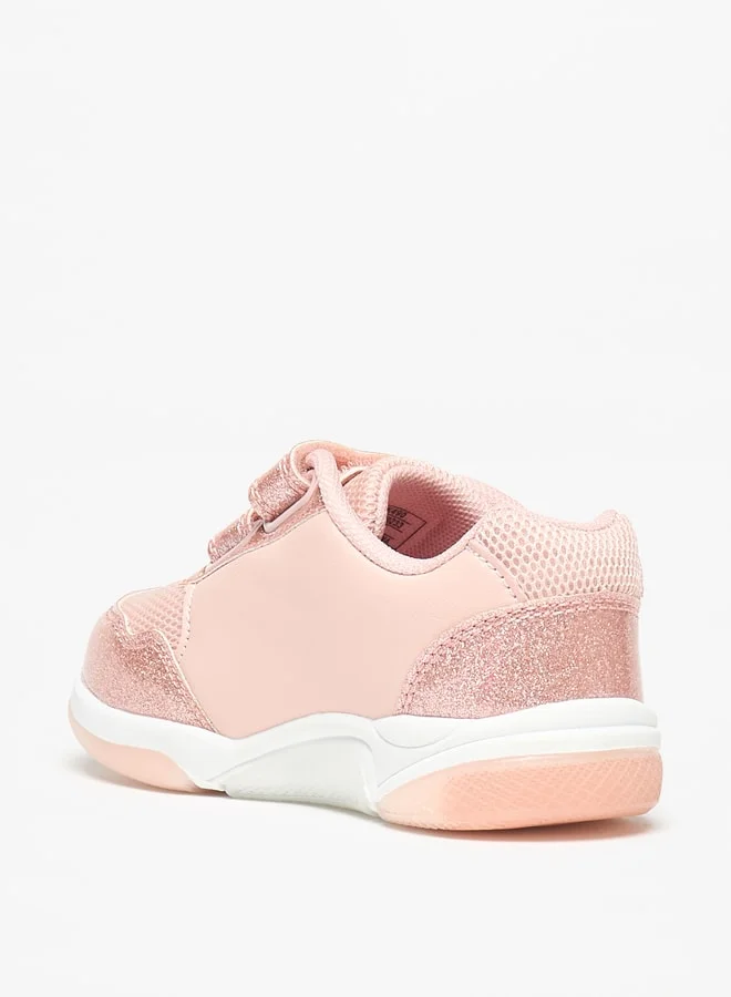 Disney Glitter Embellished Sneakers with Hook and Loop Closure