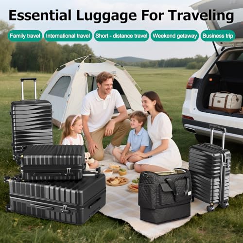 Joyway Luggage Sets 6 Piece with Detachable Spinner Wheels, Lightweight Hard Shell Travel Suitcse Set with TSA Lock (Black, 6 Piece Set) - Image 2