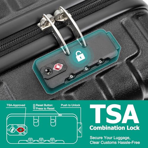 Joyway Luggage Sets 6 Piece with Detachable Spinner Wheels, Lightweight Hard Shell Travel Suitcse Set with TSA Lock (Black, 6 Piece Set) - Image 5