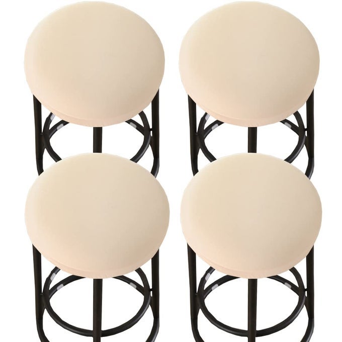 STOOL COVERS ROUND4 PACK STRETCH ROUND BAR STOOL COVERS WASHABLE BAR STOOL SEAT COVERS STOOL CUSHION SLIPCOVER ELASTIC BAR CHAIR COVERS FOR 1320 INCH CHAIR BEIGE