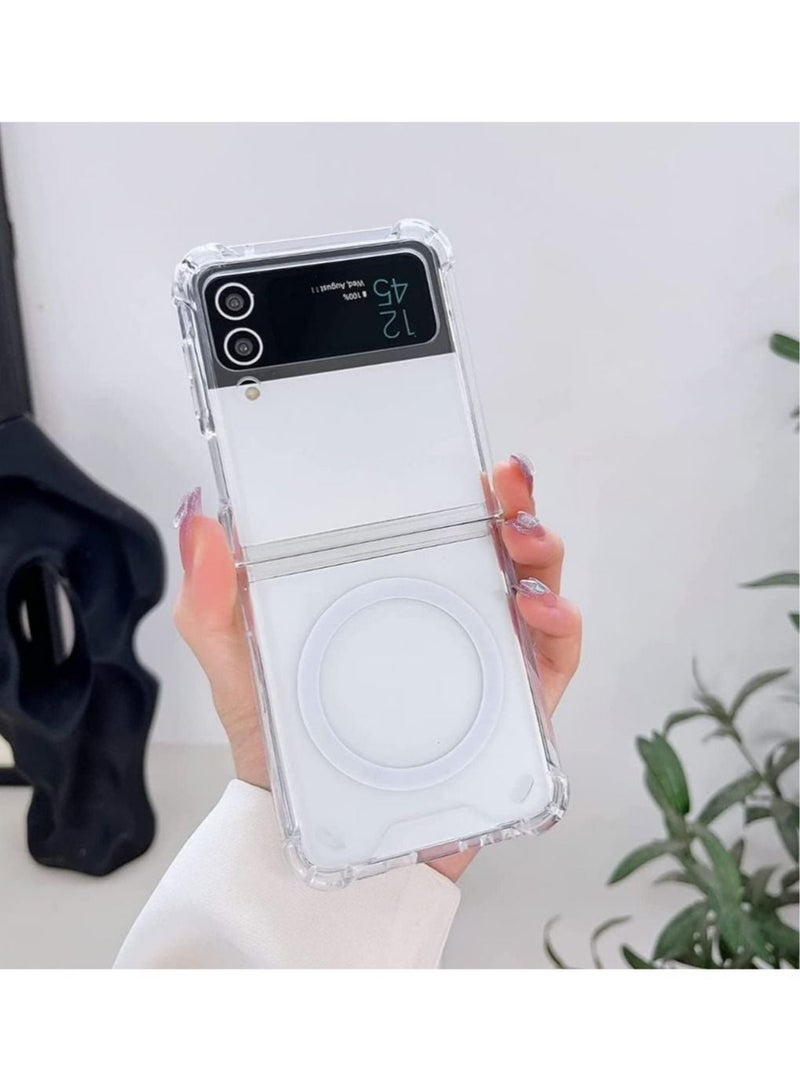 ELTRAZONE Galaxy Z Flip 4 Clear Case, With Magnetic and Support Wireless Charger, Transparent Shockproof and Drop-Proof Hard PC Phone Cover - Image 2