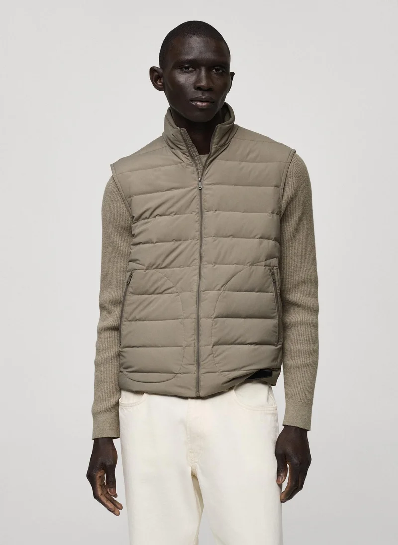 Mango Man Quilted Vest With Down Jackets