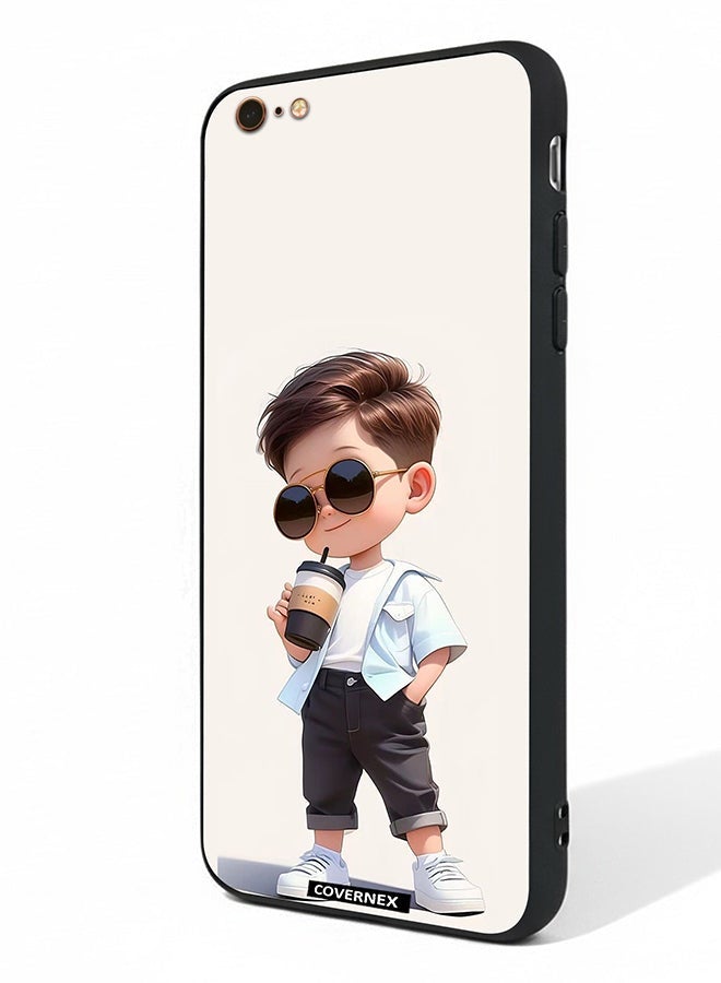Covernex Apple iPhone 6 Plus Protective Case Cover Printed Featuring Cool Kid with Sunglasses and Coffee - Image 1