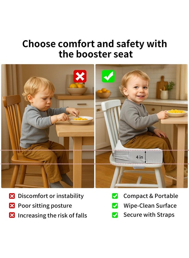 AAAini Booster Seat for Kitchen Chair (PU Material),Toddler Booster Seats for Dining Table Portable for Travel Camping Eating Double Safe Straps Non-Slip Bottom (Grey) - Image 4