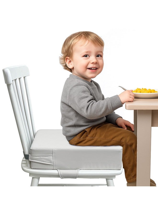 AAAini Booster Seat for Kitchen Chair (PU Material),Toddler Booster Seats for Dining Table Portable for Travel Camping Eating Double Safe Straps Non-Slip Bottom (Grey) - Image 1