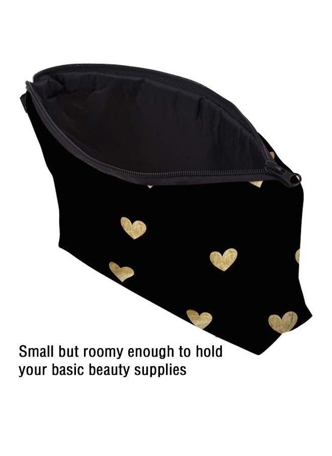 Generic Heart Printed Cosmetic Bag, Waterproof Small Makeup Bag Travel Bag, Cosmetic Bag Pouch Skincare Bag Purse with Zipper (Black)  - Image 3