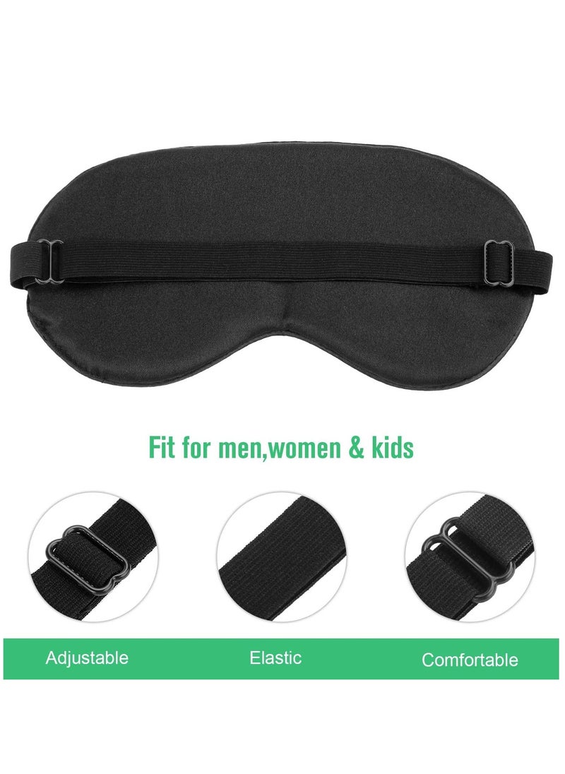 KASTWAVE 2 Pack Natural Silk Sleep Mask Pure Eye Mask Sleeping Blind Fold with Adjustable Strap Comfortable Eye Sleep Shade Super Smooth Eye Covers Stocking Stuffers for Women Men Black  - Image 2