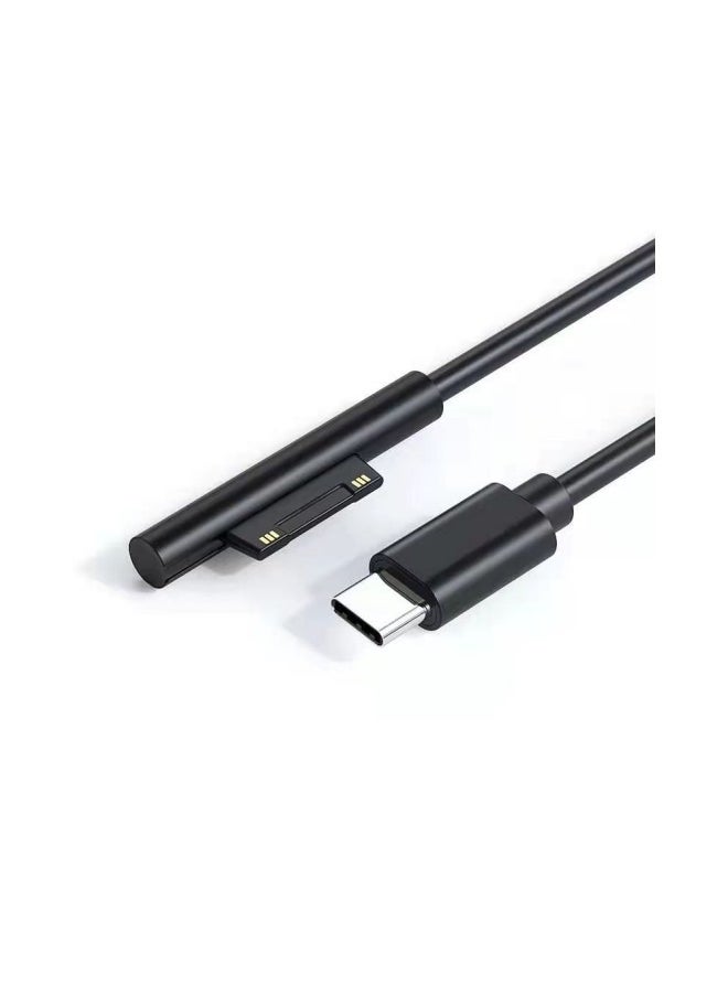 Generic - Surface to USB-C Charging Cable 15V/3A Compatible with PD Charger Type C Adapter for Microsoft Surface Pro 7/6/5/4/3 1.5m Black - Image 1