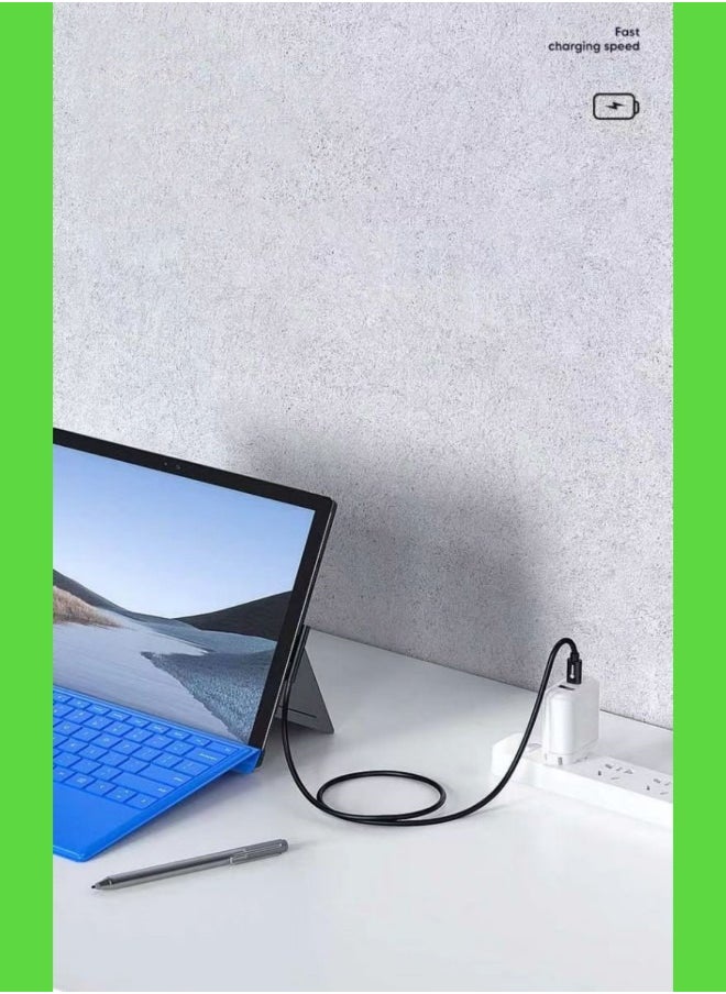 Generic - Surface to USB-C Charging Cable 15V/3A Compatible with PD Charger Type C Adapter for Microsoft Surface Pro 7/6/5/4/3 1.5m Black - Image 1