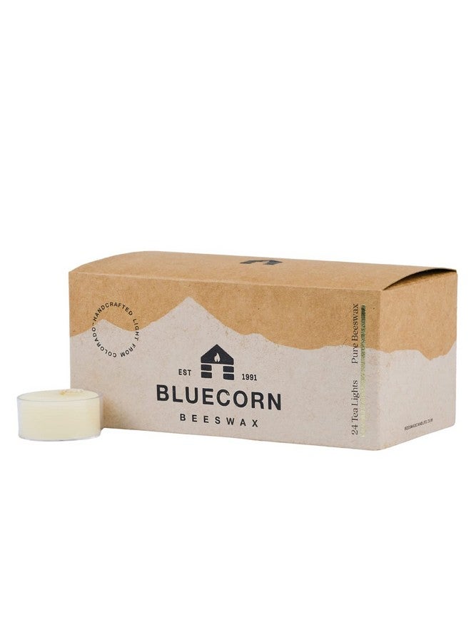 Bluecorn Beeswax Bluecorn 100% Pure Beeswax Tealight Candles | Natural Beeswax Candles, Ivory White Tea Lights Candles | Long Burn (4-5 Hours) | Soy, Paraffin, & Fragrance Free, Bulk 24-Pack | Handmade in Colorado  - Image 1