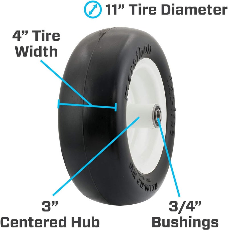 Marathon Marathon 01420P 3 hub 34 bushings 11x4005 Flat Free Lawnmower Tire on Wheel  - Image 3