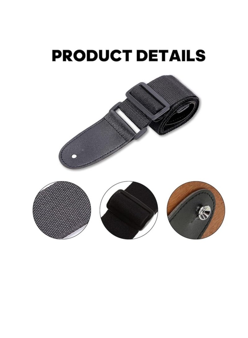 Generic Guitar Strap Adjustable Cotton Guitar Strap Guitar Strap for Electric Guitar, Western Guitar, Acoustic Guitar, Black Strap Width 5 cm - Image 3
