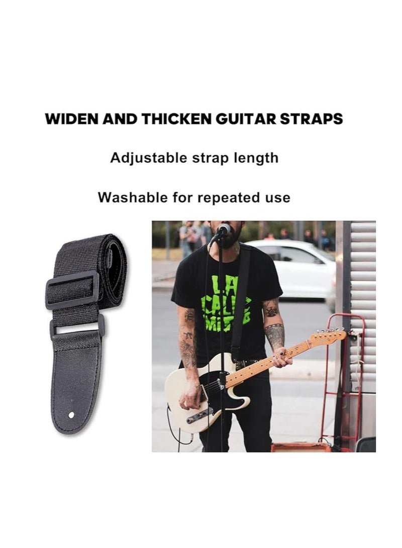 Generic Guitar Strap Adjustable Cotton Guitar Strap Guitar Strap for Electric Guitar, Western Guitar, Acoustic Guitar, Black Strap Width 5 cm - Image 4