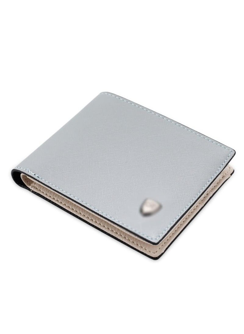 Y&D - Men's Wallet, Mens Leather Bifold Cross Pattern Plain with Multiple Card Pockets, Removable Credit Case (Silver) - Image 1