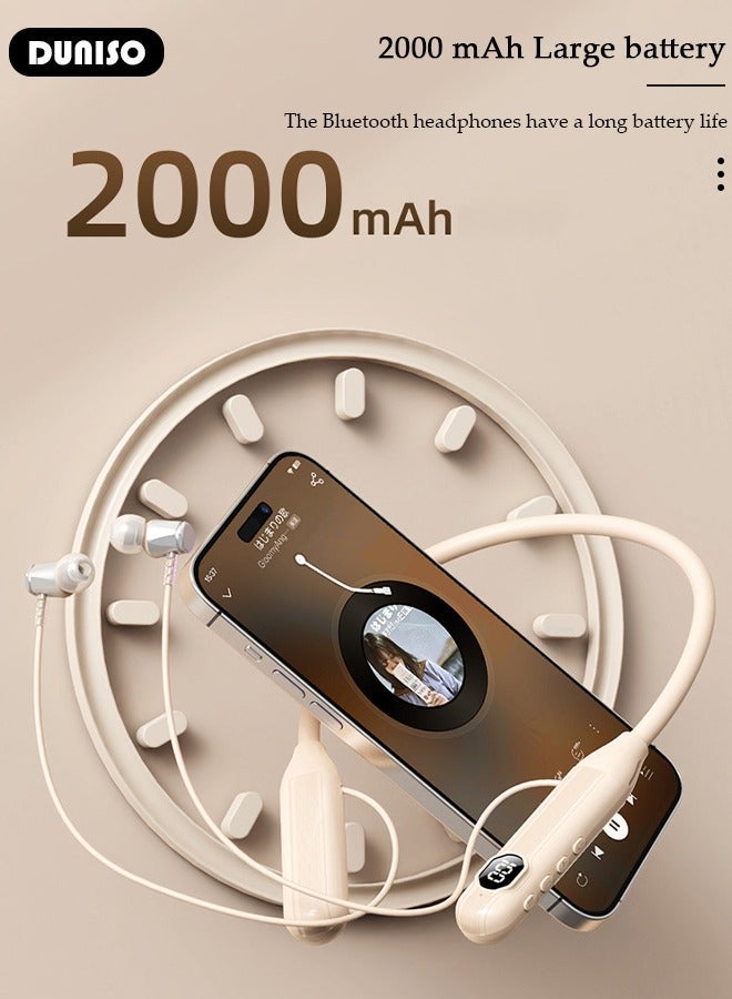 DUNISO Wireless Neckband Headphones with LED Display,Bluetooth 5.3 2000mAh large battery 200H Extra Long Playtime Wireless Stereo Neckband Earbuds Waterproof Earphones for IOS and Android - Image 3