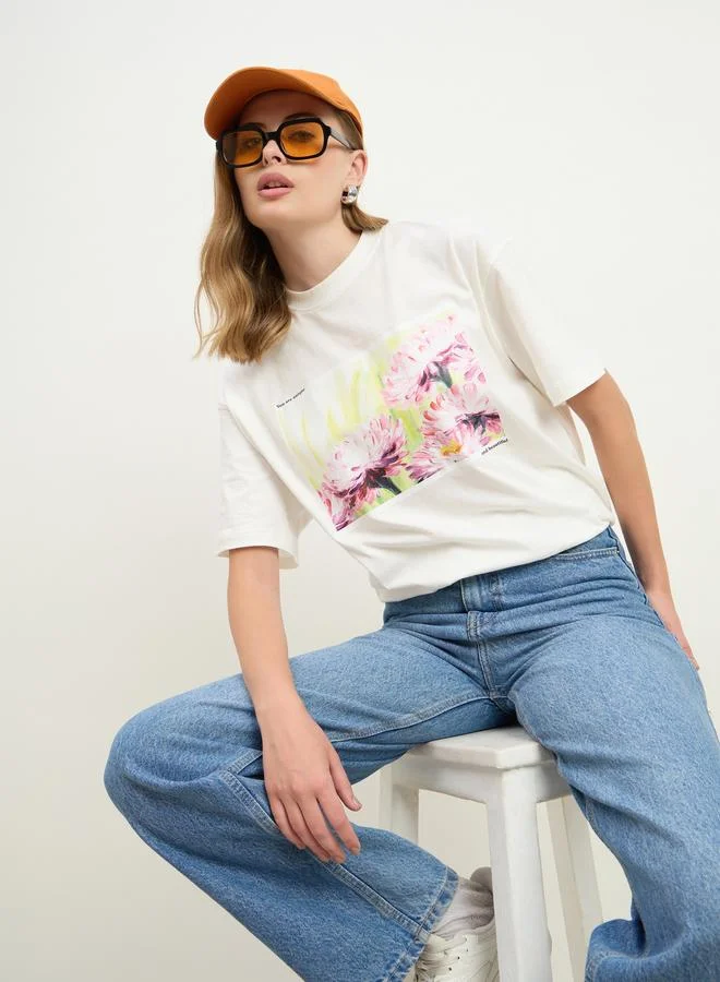 Styli Styli Floral Graphic Print Short Sleeve Jersey Oversized T-Shirt