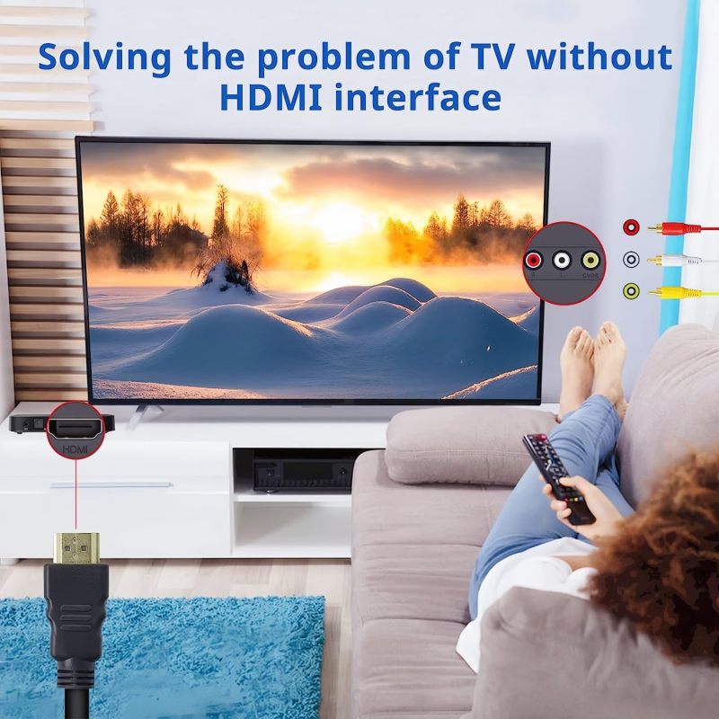 Hdmi To Rca Cable 1.5M Black 1080P Conversion - Universal Connectivity Hdmi To Av Converter For Home Theater Enthusiasts Legacy Tv Setups - Image 2