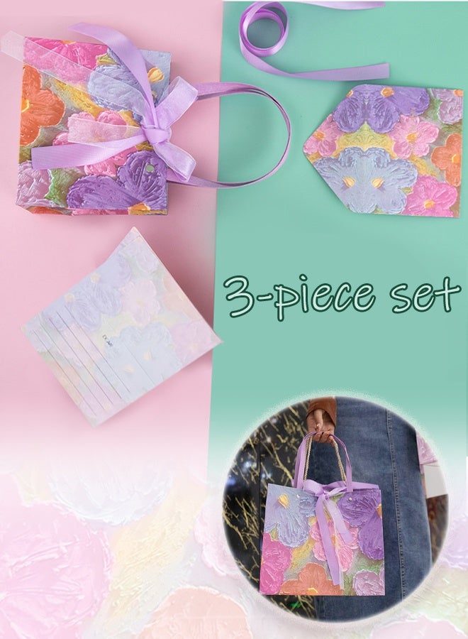 مجموعة مكونة من 3 قطع تتضمن وسيطًا ومغلفًا وبطاقة تهنئة، وحقيبة هدايا على شكل لوحة زيتية، وصندوق هدايا عيد الميلاد، وحقيبة تغليف مظروف، وحقيبة هدايا ورقية إبداعية، وصندوق هدايا للعطلات، وحقيبة هدايا - Image 1