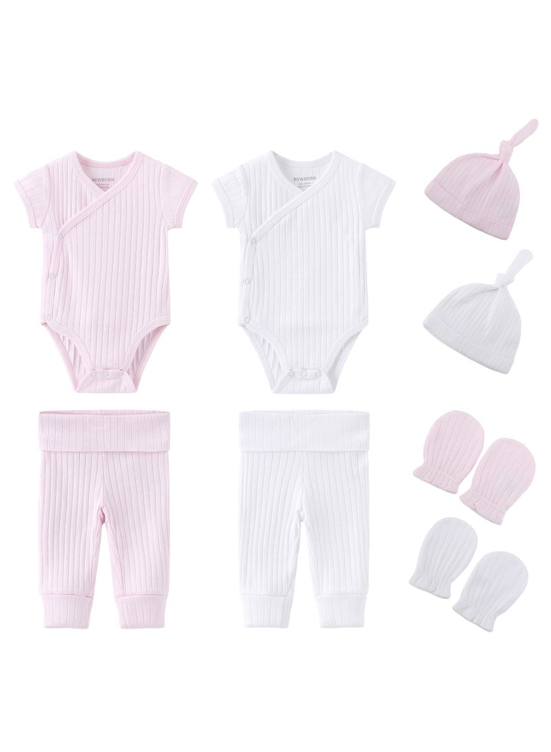 RedMapleTEK 8-Piece Set Of Newborn Baby Jumpsuit, Pants, Hat, Gloves, Socks - Image 1