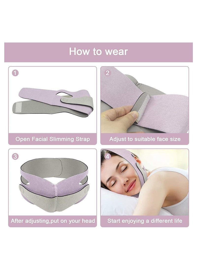 Captaintech Double Chin Reducer, Face Slimming Strap, Pain-Free V-Line Chin Cheek Lift Up Band, Face Shaper Band, for Anti Aging Wrinkle, Reducing Double Chin, Anti Snoring (Pink)  - Image 4