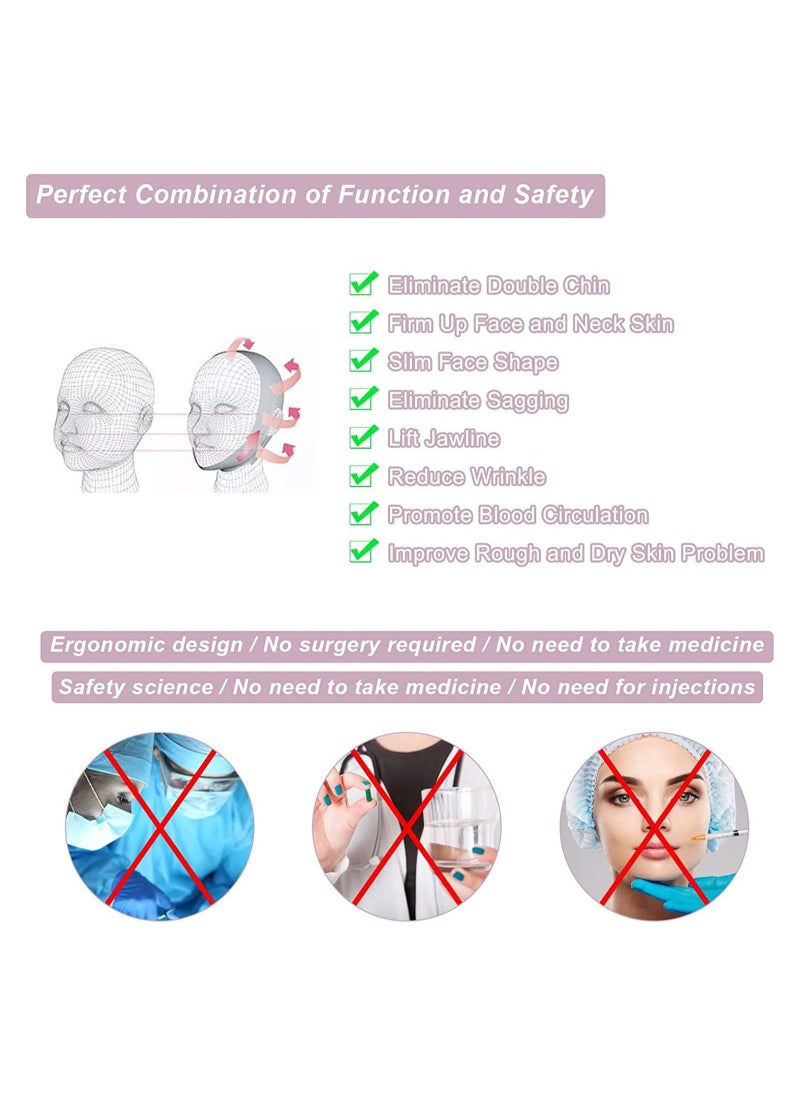 Captaintech Double Chin Reducer, Face Slimming Strap, Pain-Free V-Line Chin Cheek Lift Up Band, Face Shaper Band, for Anti Aging Wrinkle, Reducing Double Chin, Anti Snoring (Pink)  - Image 3